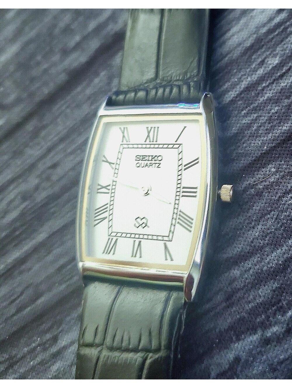 RARE Men's Vintage Seiko Tank Barrel Silver White Watch - Picture 4 of 9